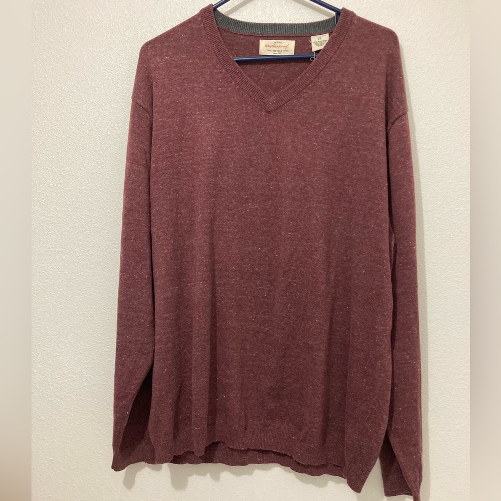 Original Weatherproof Vintage Men’s Sweater Size XL Plum Light Maroon Color